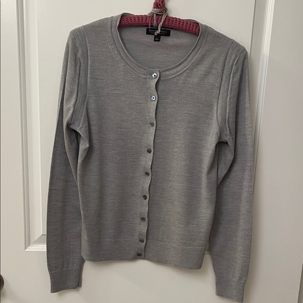 Banana Republic Pink and Gray Merino Wool Sweater
